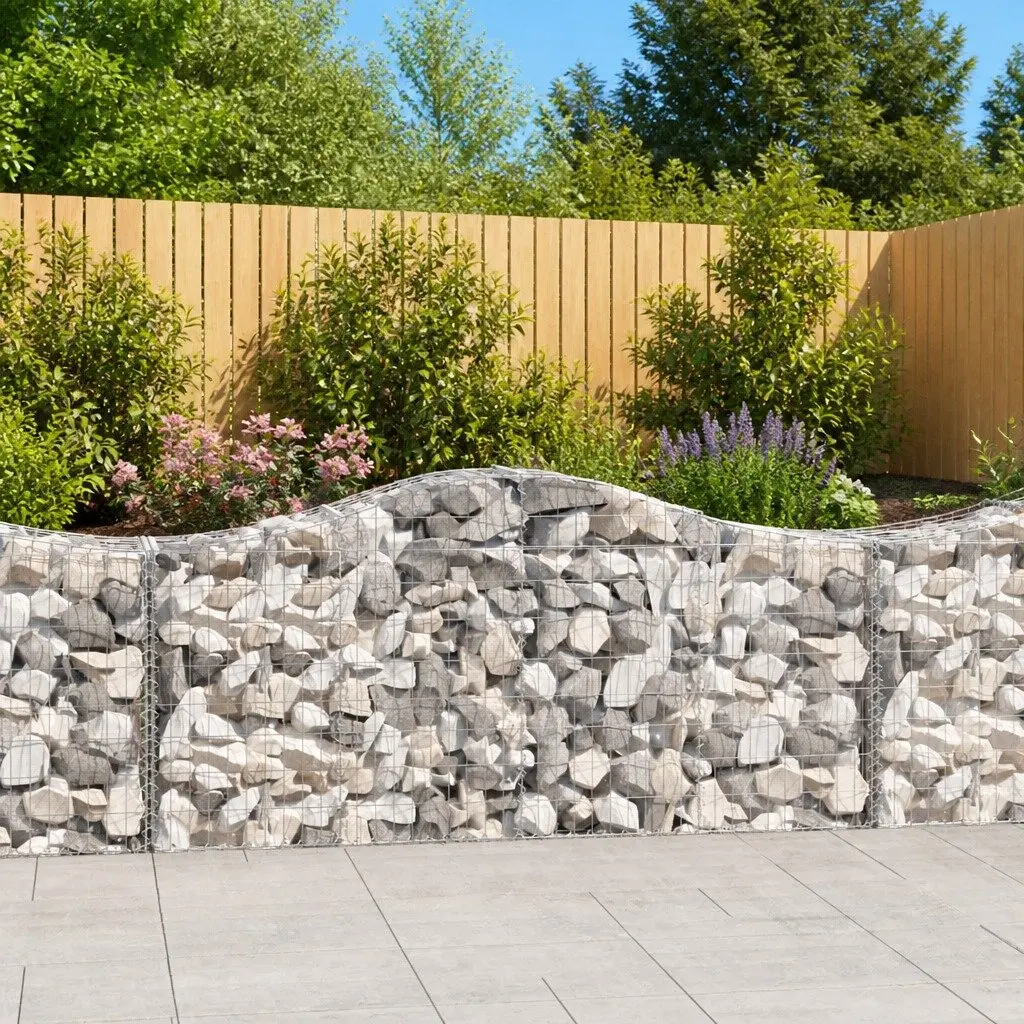 Arched Gabion Baskets 2 pcs Garden Barrier Decorative Retaining Wall Outdoor