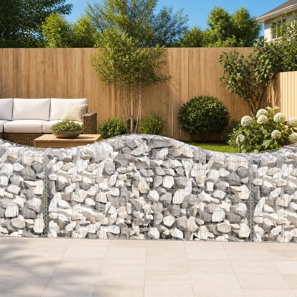 Gabion Baskets Galvanised Iron 200 x 50 x 80/100 cm Silver 11 Piece