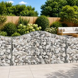 Decorative Arched Gabion Baskets 4-Piece Set in Silver