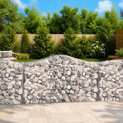 Arched Gabion Baskets 6 pcs Garden Retaining Wall Outdoor Decorative Barrier