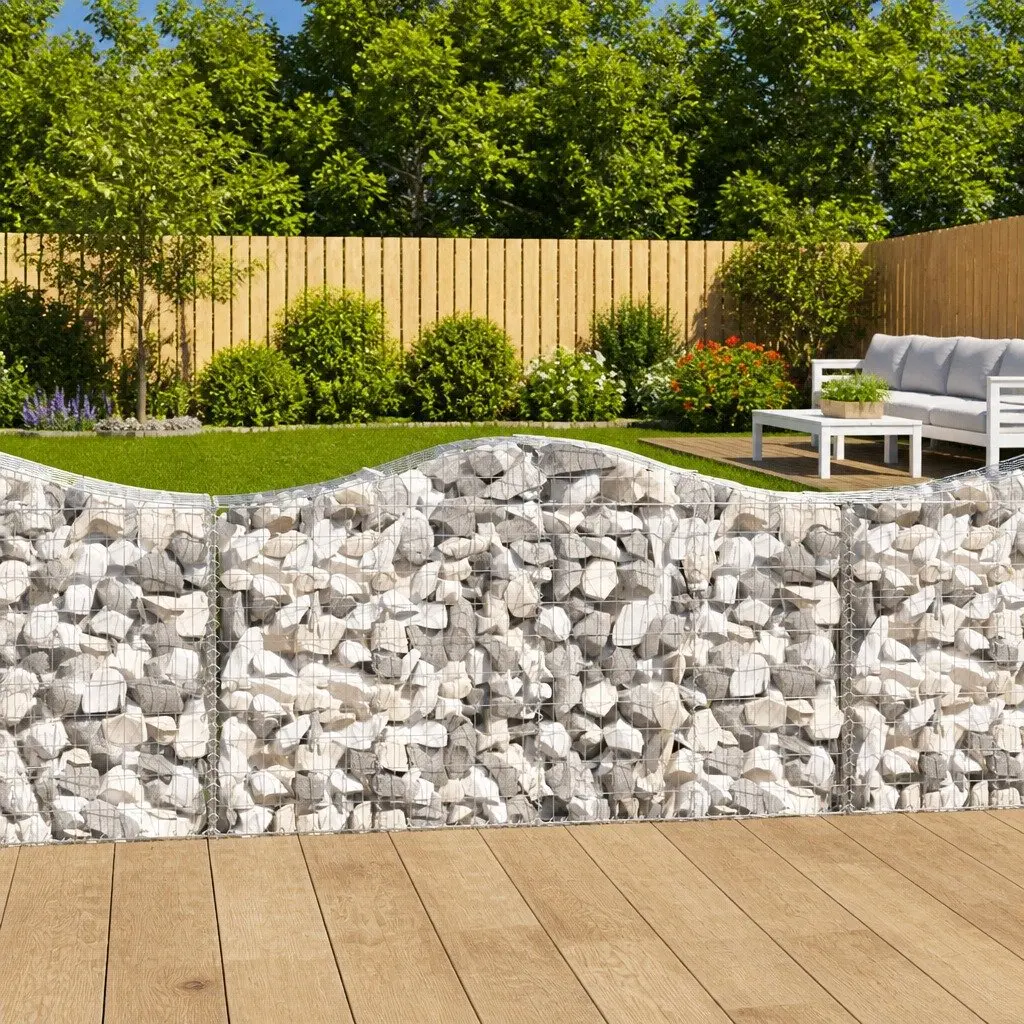 Arched Gabion Baskets 7pcs Retaining Wall Silver
