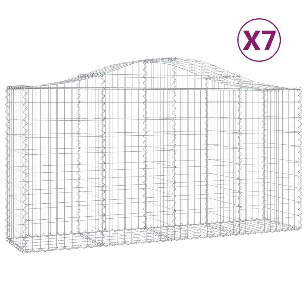 Arched Gabion Baskets 7pcs Retaining Wall Silver
