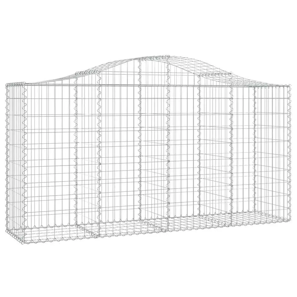 Arched Gabion Baskets Galvanised Iron 200 x 50 x 100120 cm Silver 8 Piece Garden Barrier Retaining Wall Decorative Outdoor