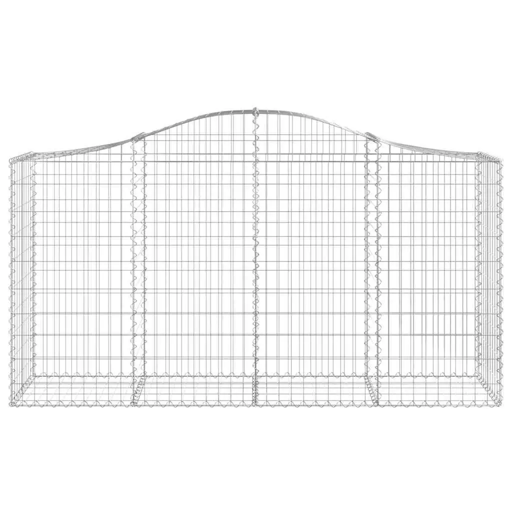 Arched Gabion Baskets Galvanised Iron 200 x 50 x 100120 cm Silver 8 Piece Garden Barrier Retaining Wall Decorative Outdoor