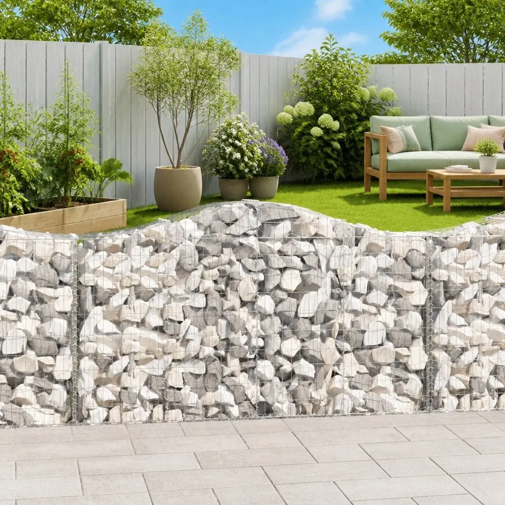 Gabion Baskets Galvanised Iron 200x50x100120cm Silver 9 Piece Garden Barrier Retaining Wall Decorative Outdoor