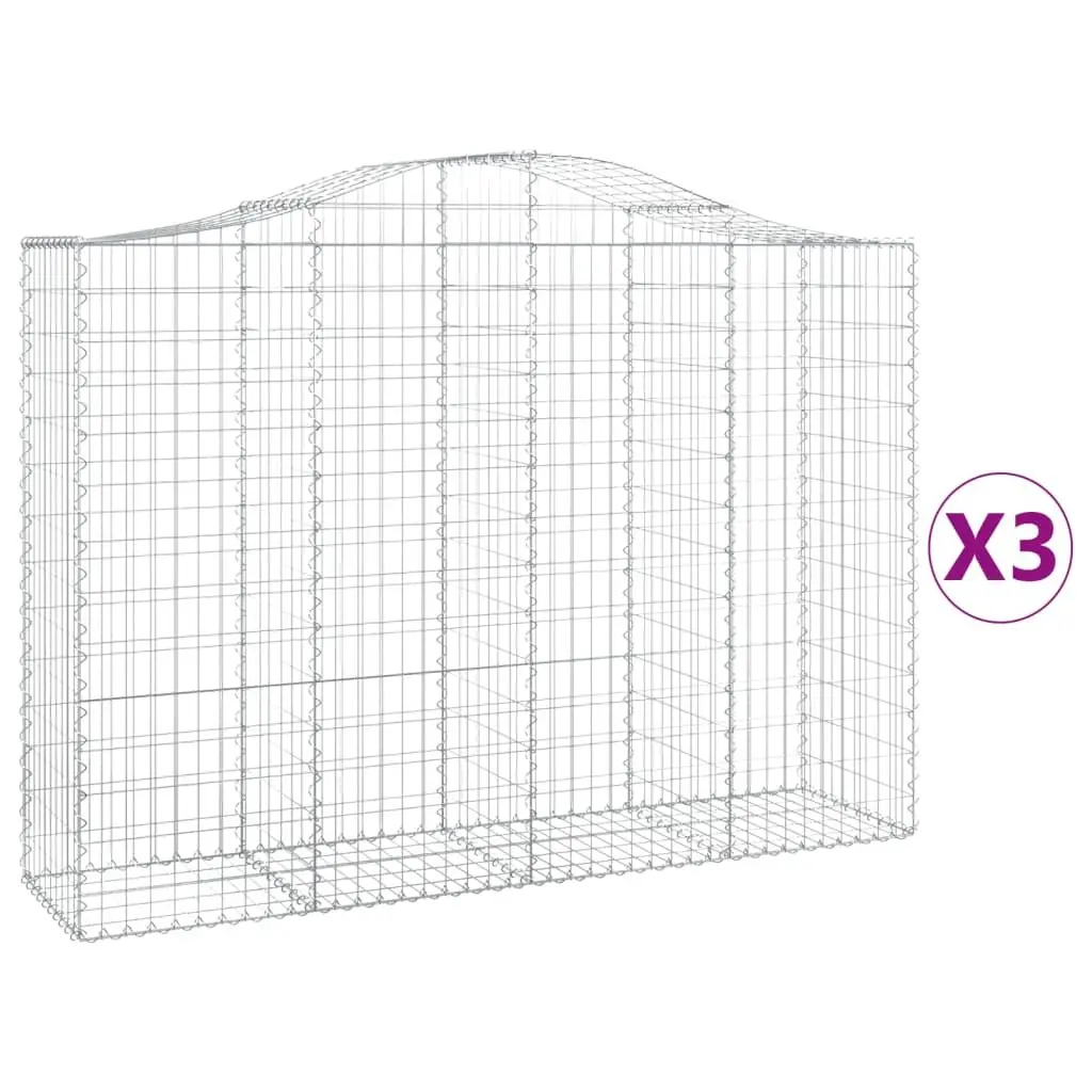 Arched Gabion Baskets 3 pcs Garden Barrier Retaining Wall Decorative Outdoor