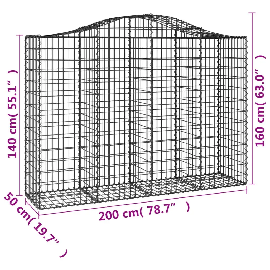 Arched Gabion Baskets 3 pcs Garden Barrier Retaining Wall Decorative Outdoor