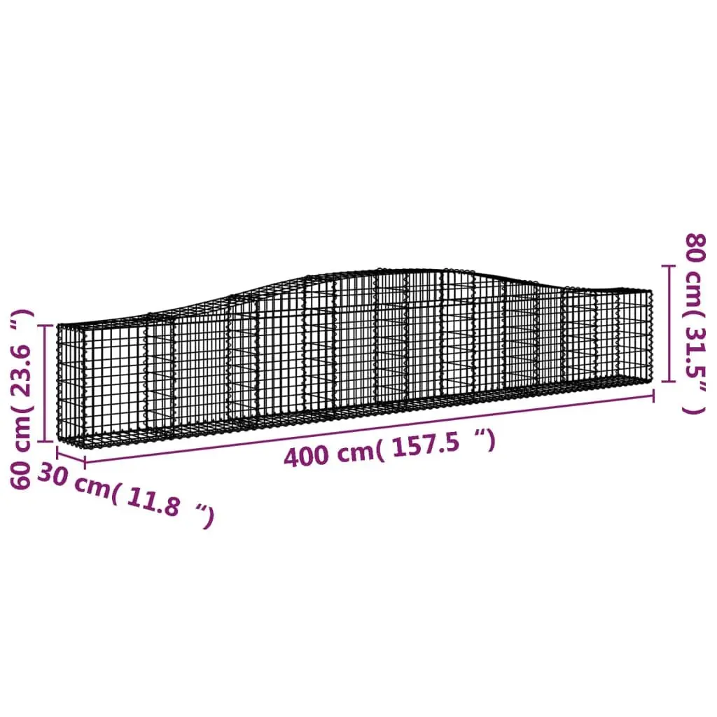 Arched Gabion Baskets 2 pcs for Garden Barriers