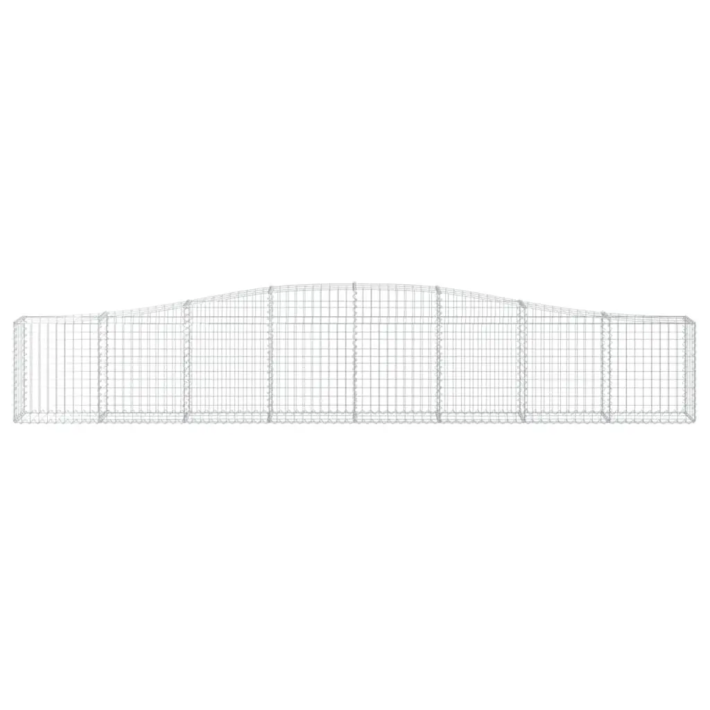 Gabion Baskets Set Galvanised Iron 400 x 30 x 60/80 cm Silver 4 Piece Garden Retaining Wall Decorative Barrier