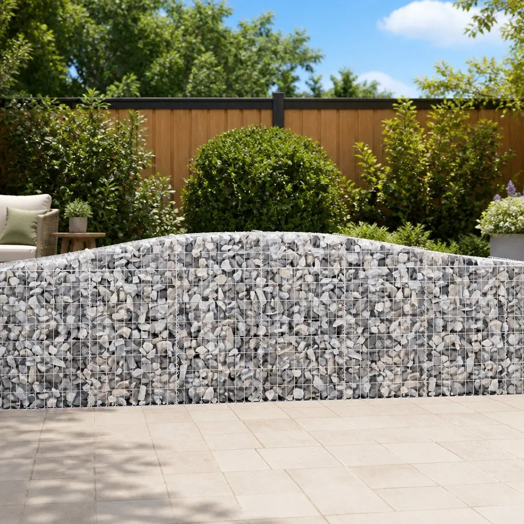 Arched Gabion Baskets Galvanised Iron 400x30x80/100 cm Silver