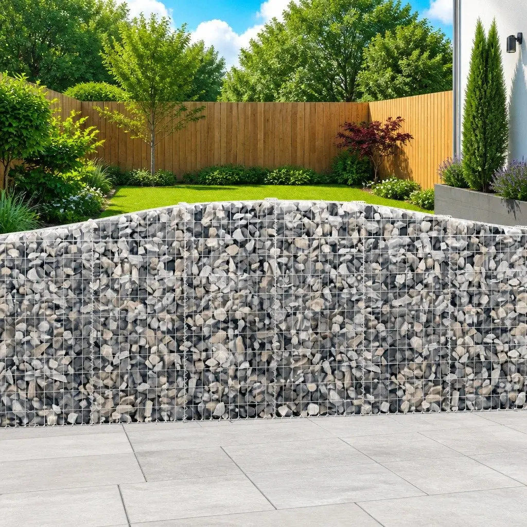 Arched Gabion Baskets Galvanised Iron 400 x 30 x 100120 cm Silver 4 Piece