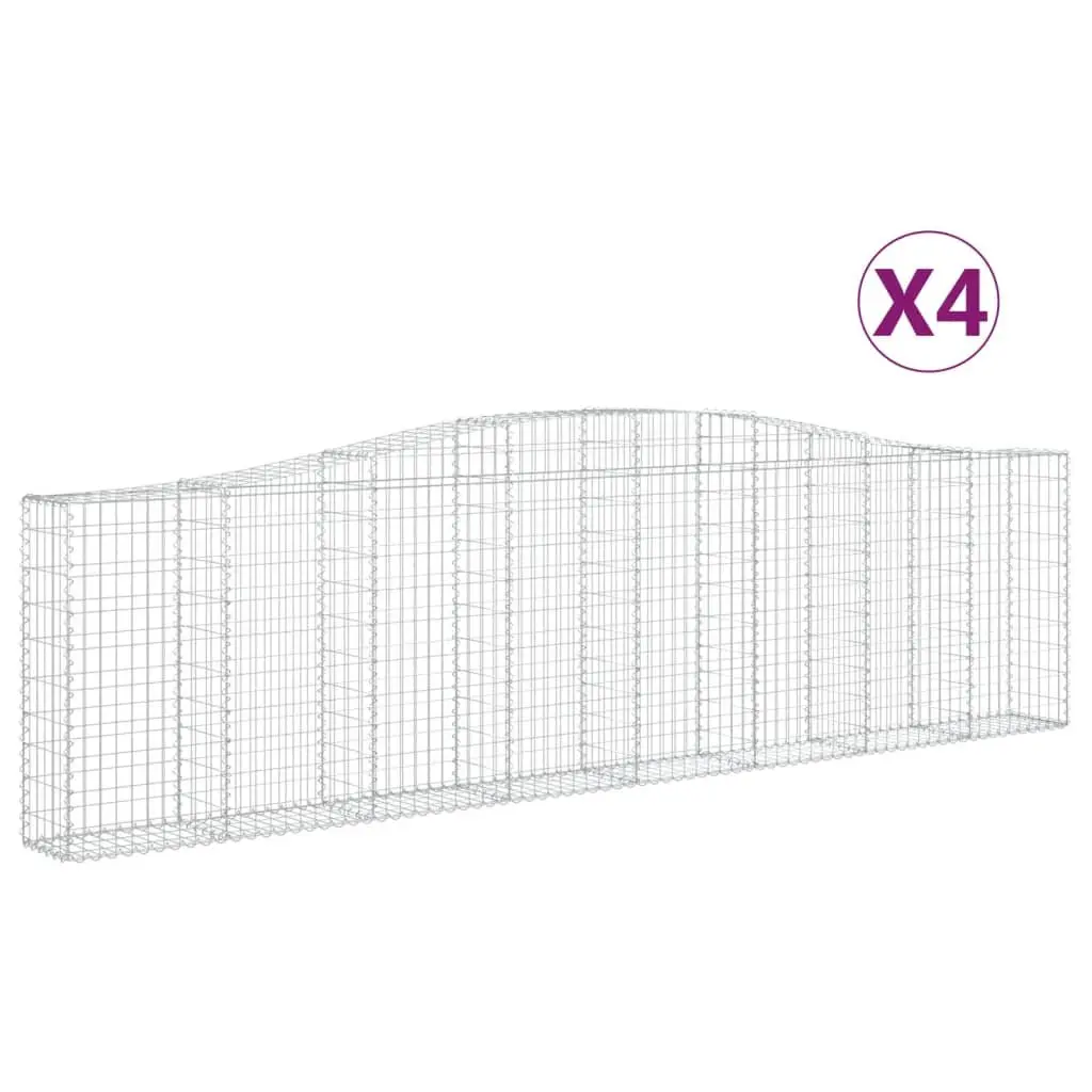 Arched Gabion Baskets Galvanised Iron 400 x 30 x 100120 cm Silver 4 Piece
