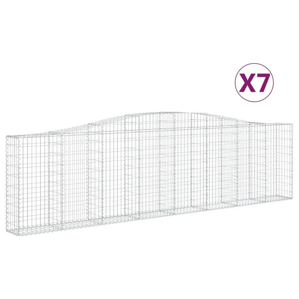 Arched Gabion Baskets Galvanised Iron 400 x 30 x 100120 cm Silver 7 Piece
