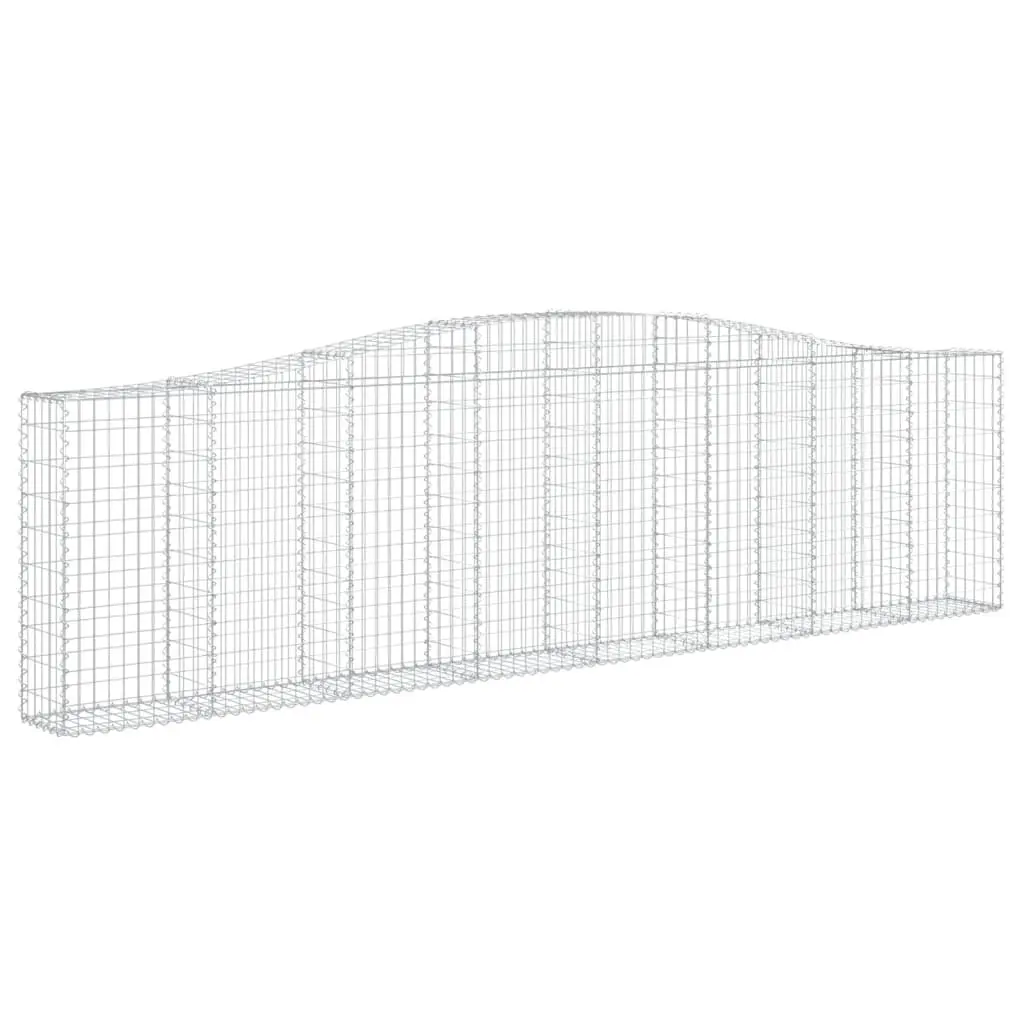 Arched Gabion Baskets Galvanised Iron 400 x 30 x 100120 cm Silver 9 Piece