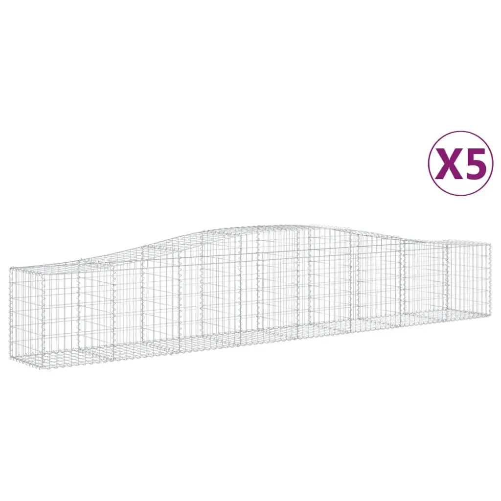 Arched Gabion Baskets 5 pcs for Garden Barrier