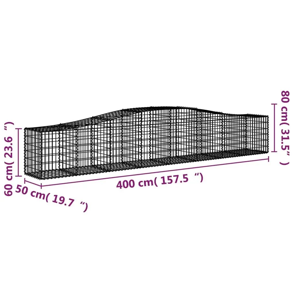 Arched Gabion Baskets 5 pcs for Garden Barrier