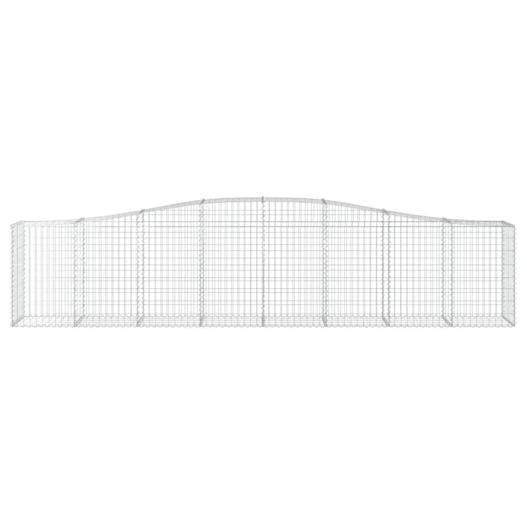Arched Gabion Baskets Galvanised Iron 400 x 50 x 80/100 cm Silver 3 Piece Garden Barrier Retaining Wall Decorative Outdoor