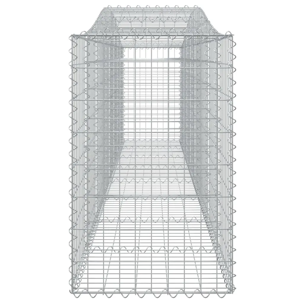 Arched Gabion Baskets Galvanised Iron 400 x 50 x 80/100 cm Silver 3 Piece Garden Barrier Retaining Wall Decorative Outdoor