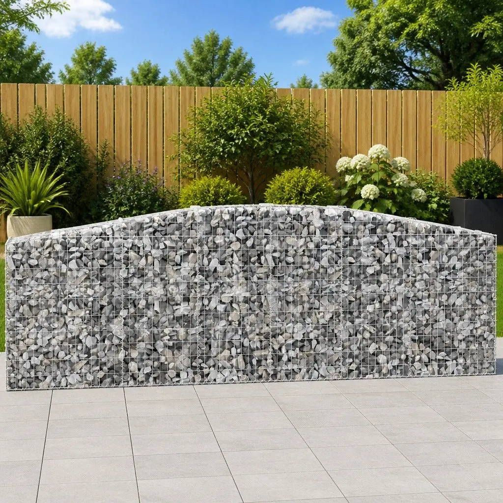 Arched Gabion Baskets 3 pcs Garden Barrier Retaining Wall Decorative Outdoor