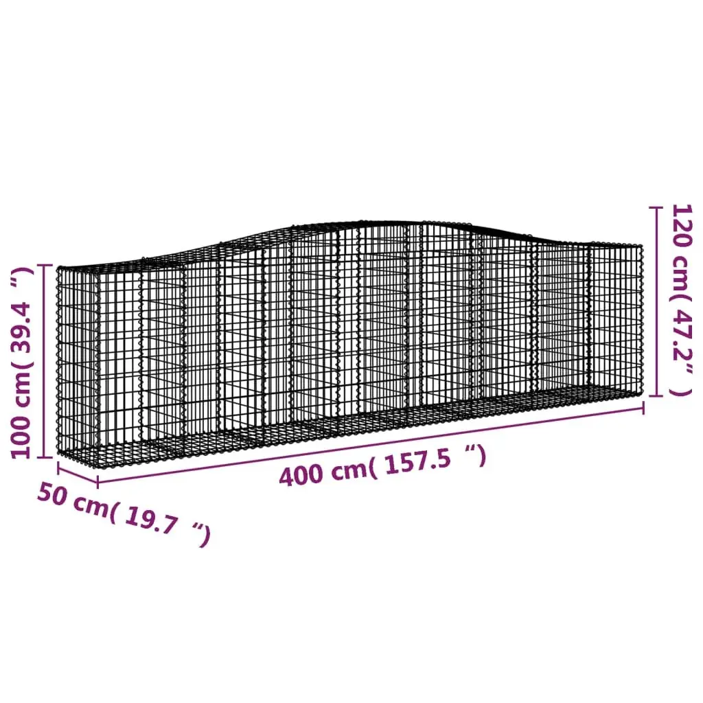 Arched Gabion Baskets 3 pcs Garden Barrier Retaining Wall Decorative Outdoor