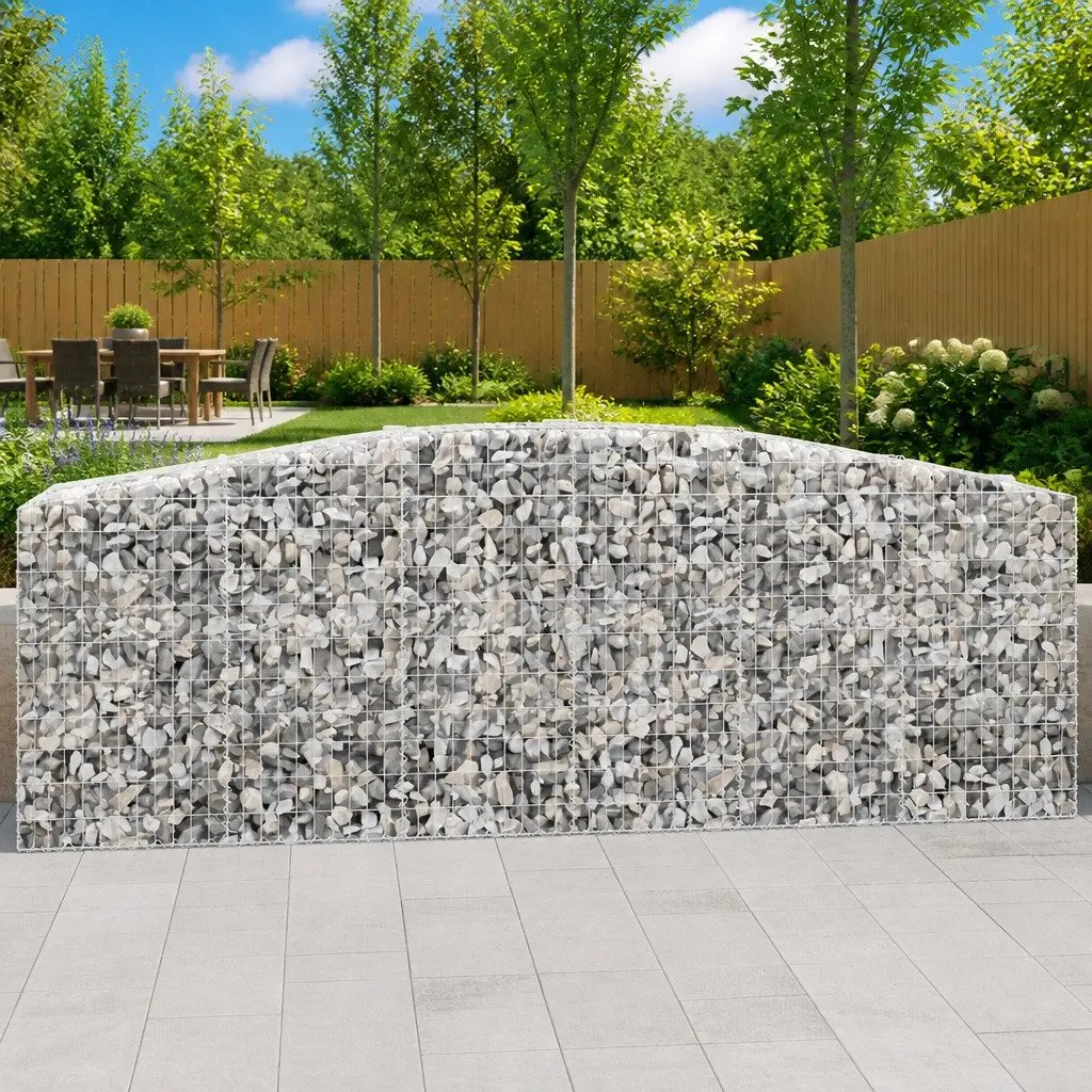 Gabion Baskets Galvanised Iron 400x50x100120 cm Silver 8 Piece Garden Retaining Wall Barriers
