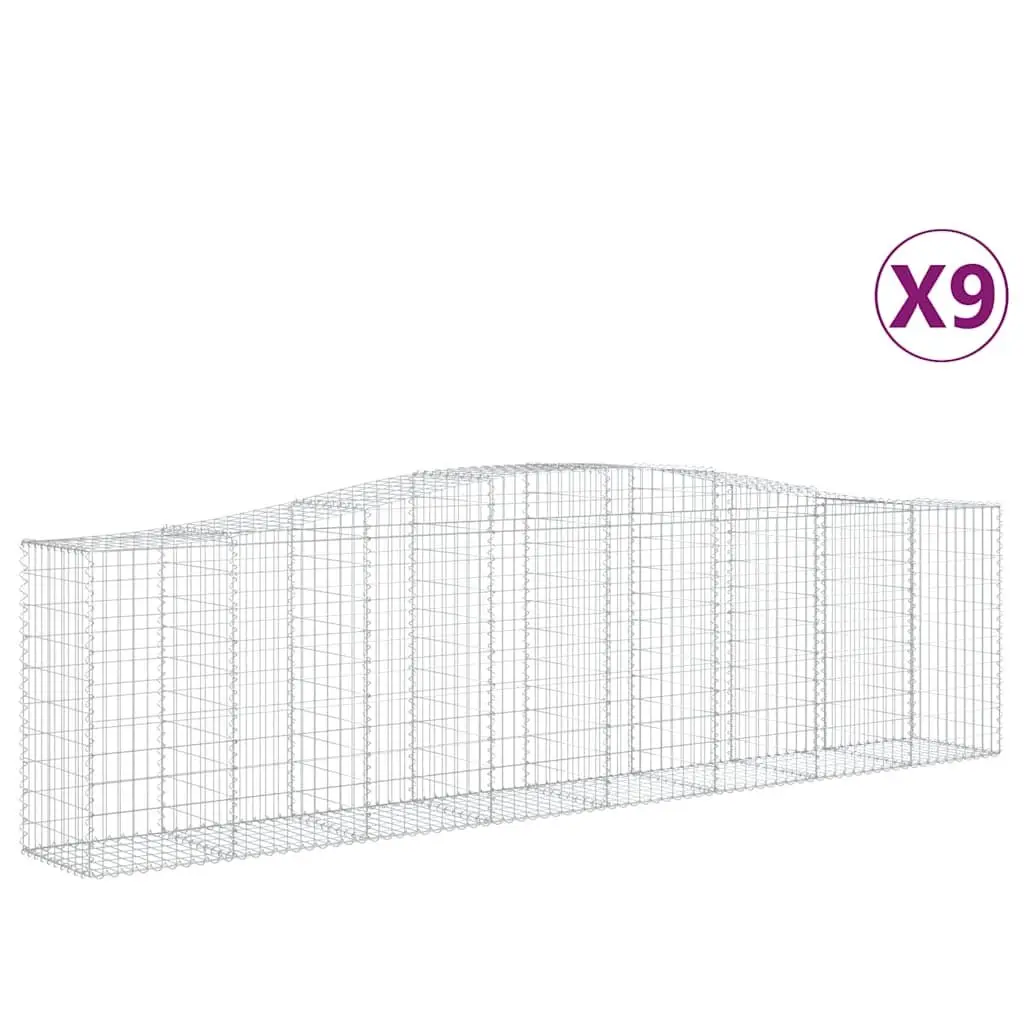 Arched Gabion Baskets Galvanised Iron 400x50x100120 cm Silver 9 Piece Garden Retaining Wall Decorative