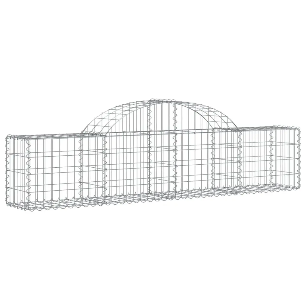 Arched Gabion Baskets Galvanised Iron 200 x 30 x 40/60 cm Silver 2pcs Garden Retaining Wall Decorative Barrier