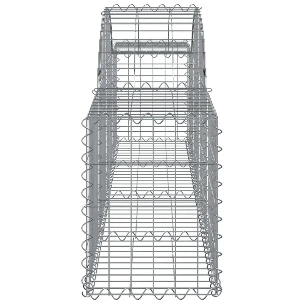 Arched Gabion Baskets Galvanised Iron 200 x 30 x 40/60 cm Silver 2pcs Garden Retaining Wall Decorative Barrier