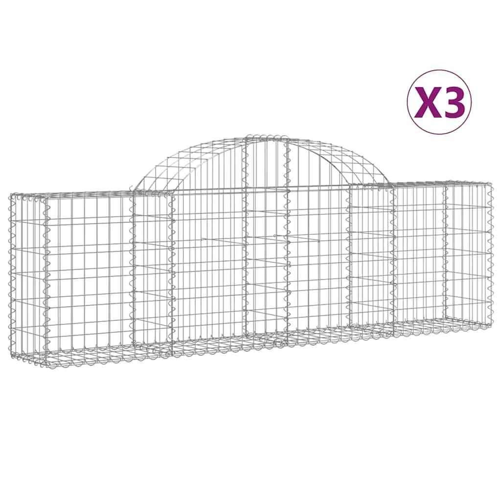 3pc Arched Gabion Baskets for Strong Garden Barriers