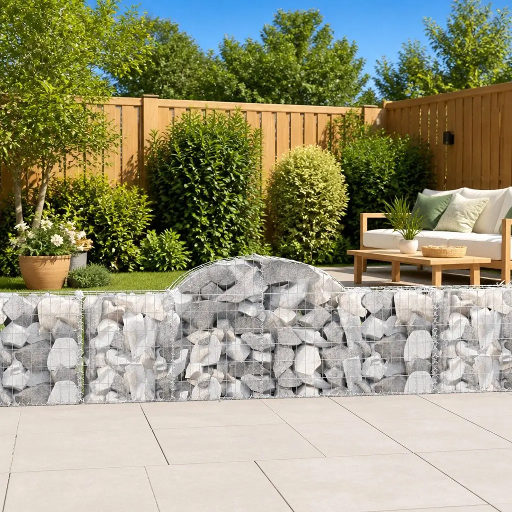 Decorative Arched Gabion Baskets Set of 4 Silver