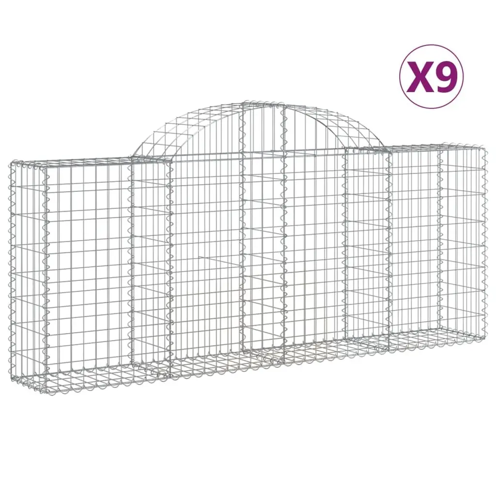 Arched Gabion Baskets 9 pcs Garden Barrier Decorative Retaining Wall Outdoor