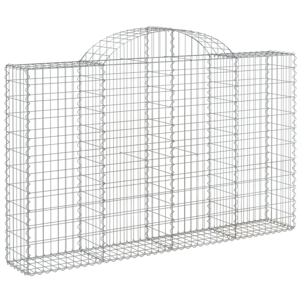 Arched Gabion Baskets Galvanised Iron 200 x 30 x 120/140 cm Silver 3 Piece Garden Barrier Decorative Retaining Wall Outdoor