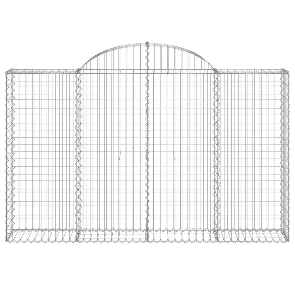 Arched Gabion Baskets Galvanised Iron 200 x 30 x 120/140 cm Silver 3 Piece Garden Barrier Decorative Retaining Wall Outdoor