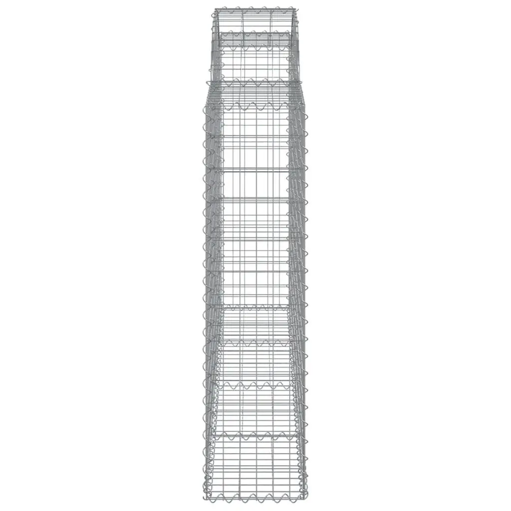 Arched Gabion Baskets Galvanised Iron 200 x 30 x 120/140 cm Silver 3 Piece Garden Barrier Decorative Retaining Wall Outdoor