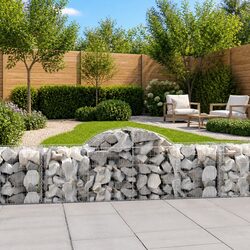 Arched Gabion Baskets 2 pcs Garden Barrier Retaining Wall Decorative Outdoor