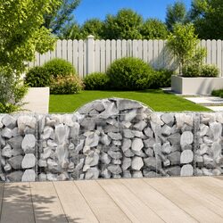 Arched Gabion Baskets 8 pcs Galvanised Iron Garden Barrier Retaining Wall