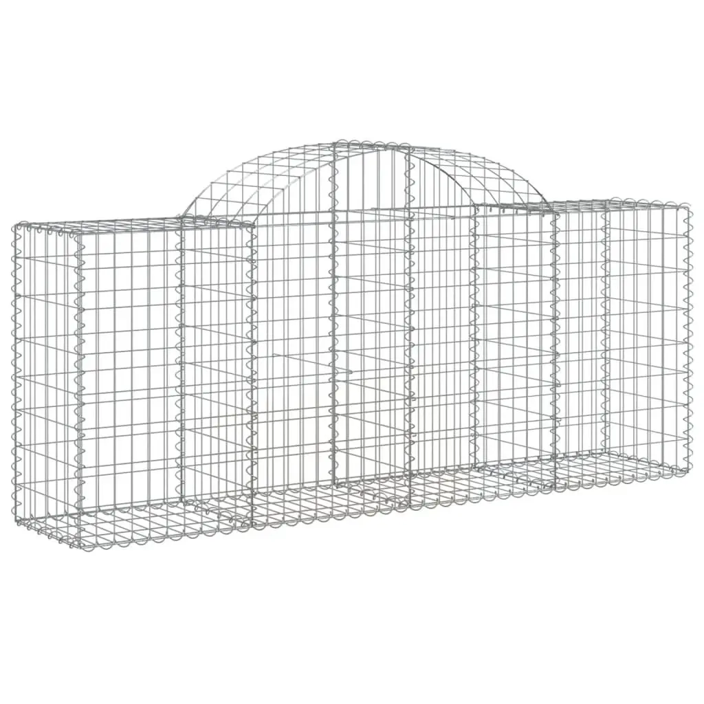 Arched Gabion Baskets Galvanised Iron 200 x 50 x 80/100 cm Silver 8 Piece Garden Barrier Retaining Wall