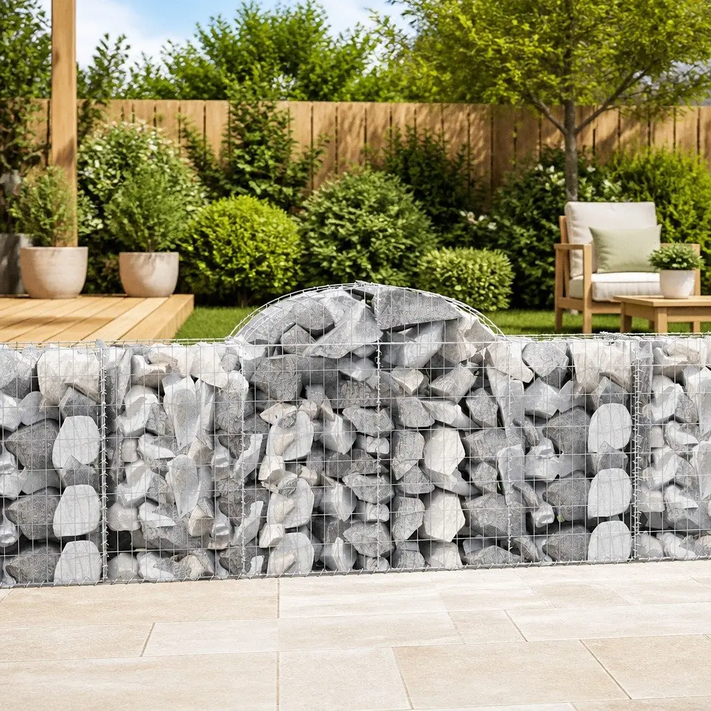 Arched Gabion Baskets 9 pcs Garden Barrier Retaining Wall Decorative Outdoor