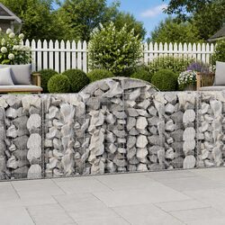 Arched Gabion Baskets 4 pcs Garden Barrier Decorative Retaining Wall Silver