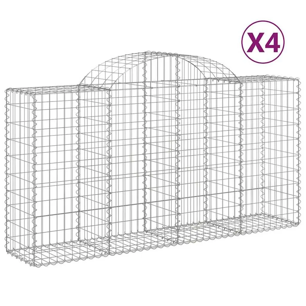 Arched Gabion Baskets 4 pcs Garden Barrier Decorative Retaining Wall Silver