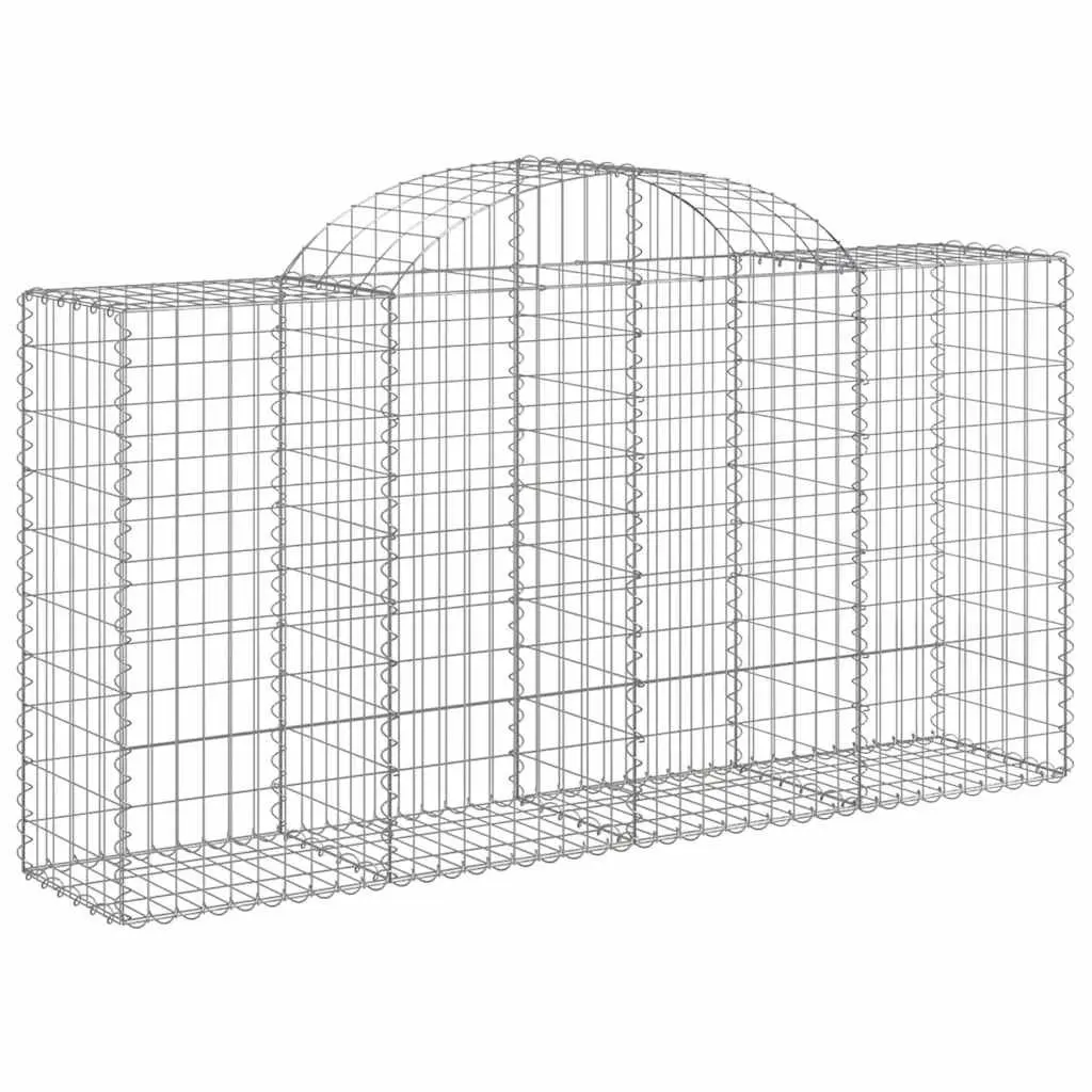 Arched Gabion Baskets 4 pcs Garden Barrier Decorative Retaining Wall Silver