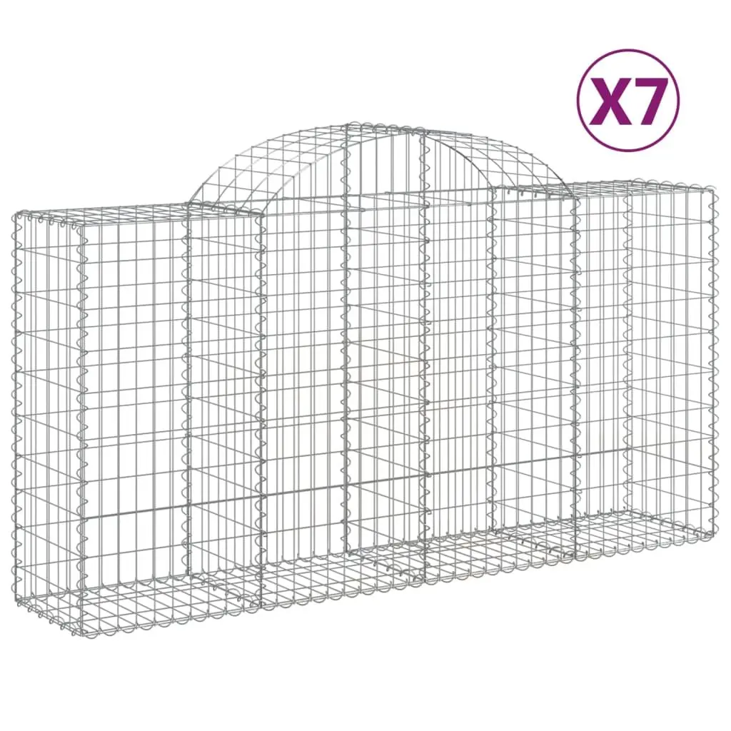 Arched Gabion Baskets 7 pcs Garden Barrier Retaining Wall Outdoor Decorative