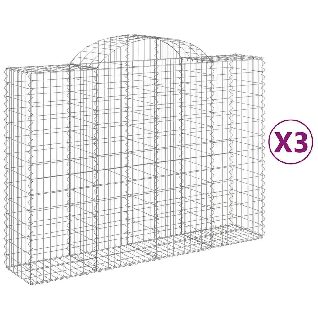 Arched Gabion Baskets 3pcs Garden Decorative Retaining Wall Barrier Outdoor Cage