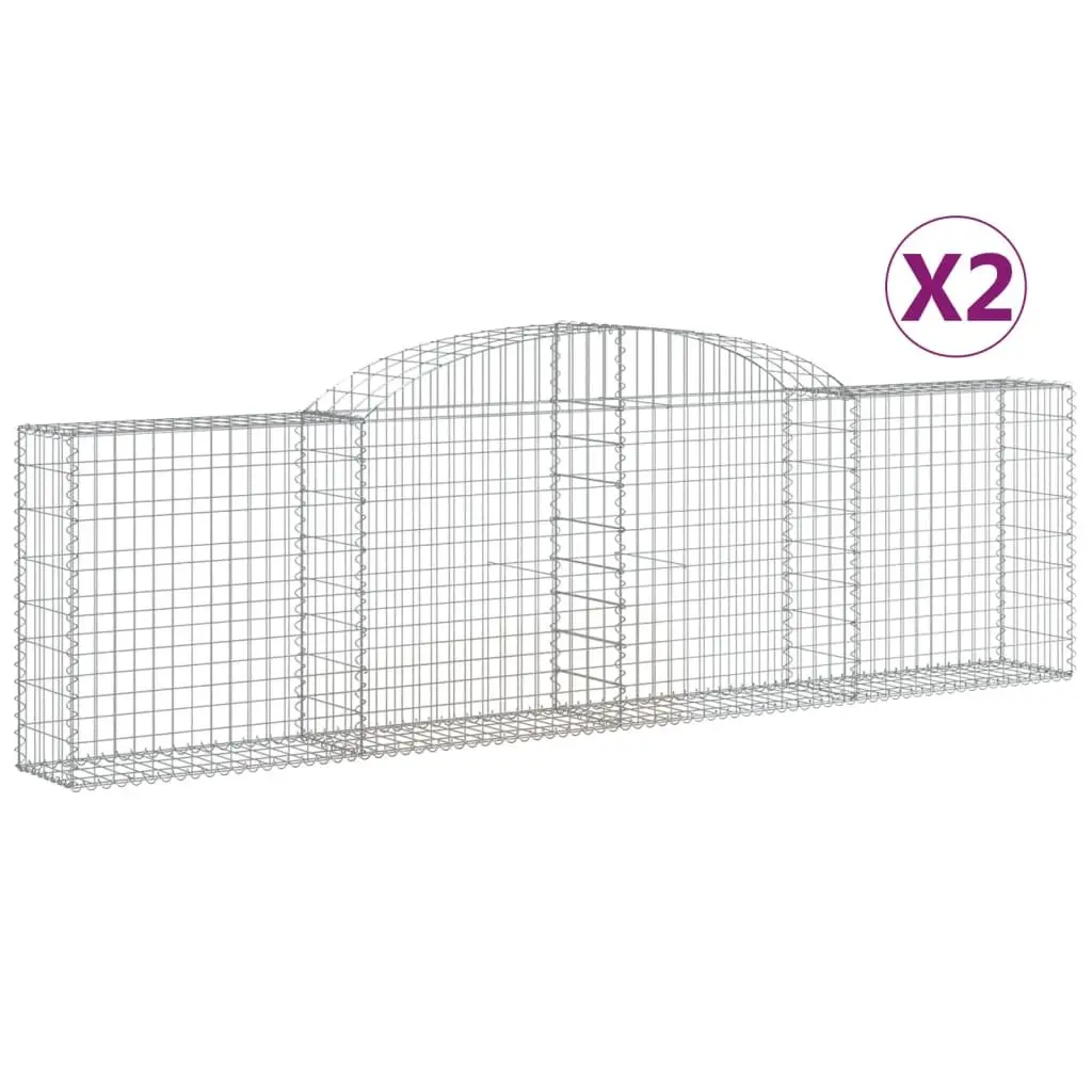 Arched Gabion Baskets Galvanised Iron 300x30x80/100cm Silver 2 Pack Garden Retaining Wall Barrier