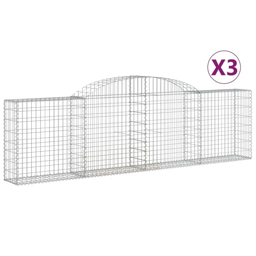 Arched Gabion Baskets 3pcs 300x30x80/100cm