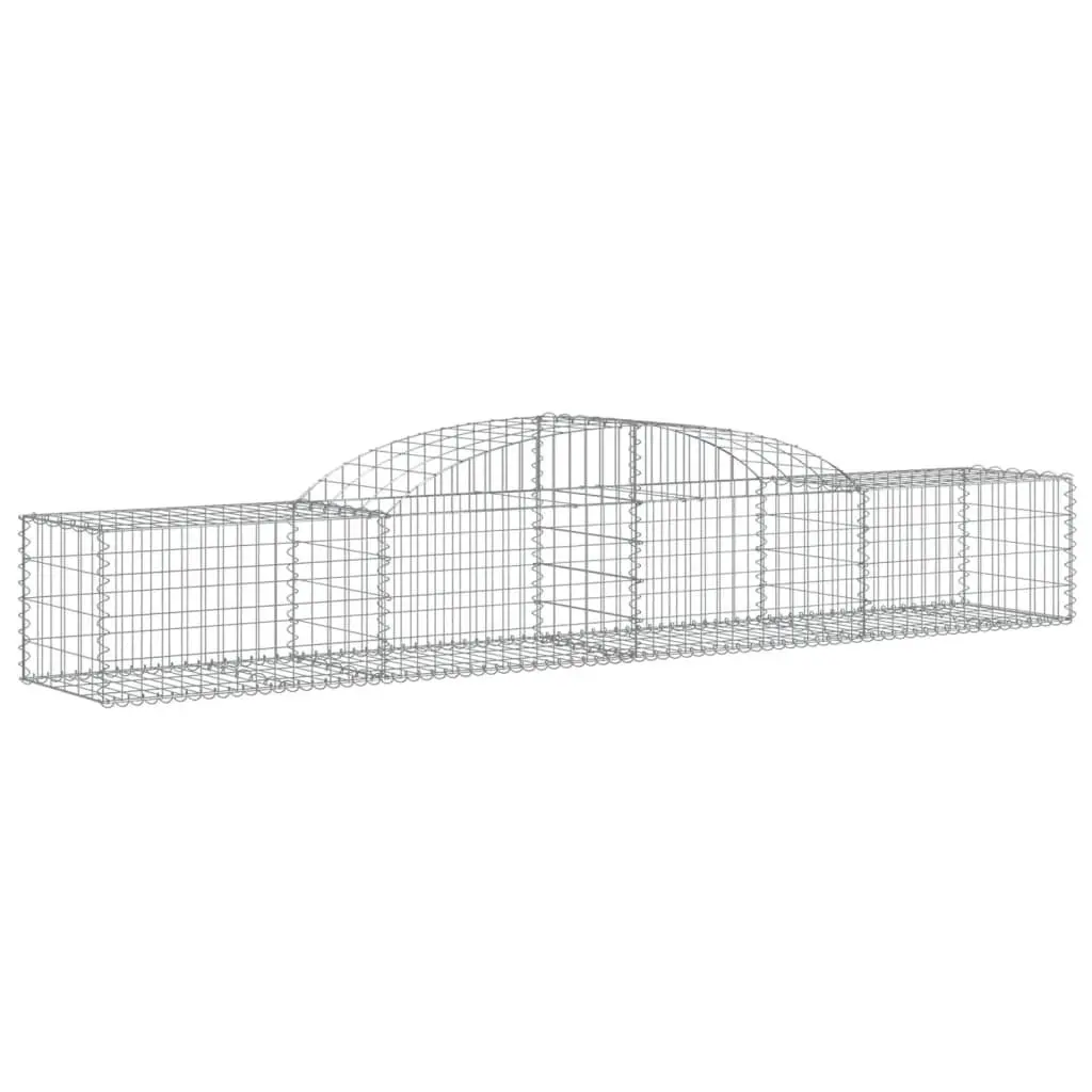 Gabion Baskets Galvanised Iron 300x50x40/60 cm Silver Arched Garden Retaining Wall Barrier 4 Piece