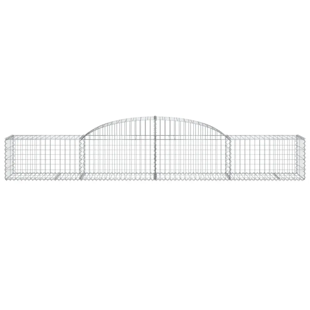 Gabion Baskets Galvanised Iron 300x50x40/60 cm Silver Arched Garden Retaining Wall Barrier 4 Piece