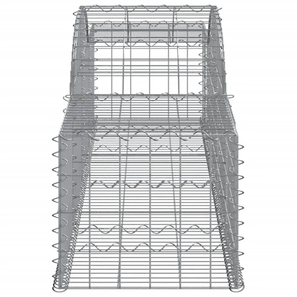 Gabion Baskets Galvanised Iron 300x50x40/60 cm Silver Arched Garden Retaining Wall Barrier 4 Piece