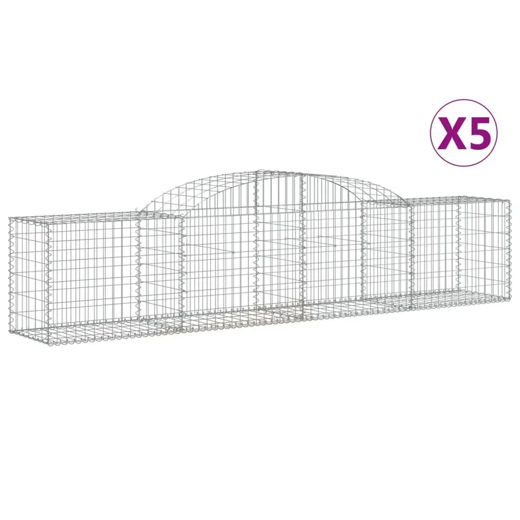 Gabion Baskets Set Galvanised Iron 300x50x60-80cm Silver 5 Piece