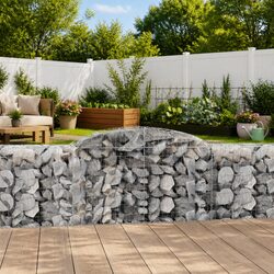 Arched Gabion Baskets 3pcs Garden Decorative Retaining Wall Barrier Outdoor